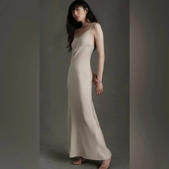 NWOT BHLDN Charlie Maxi Slip Dress Size 16 Champagne - Picture 1 of 8